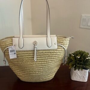 Kate Spade White and Tan Tote Bag